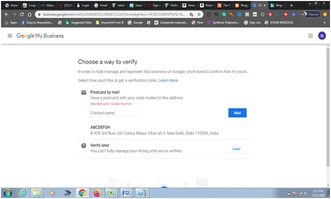 Google My Business Verification process