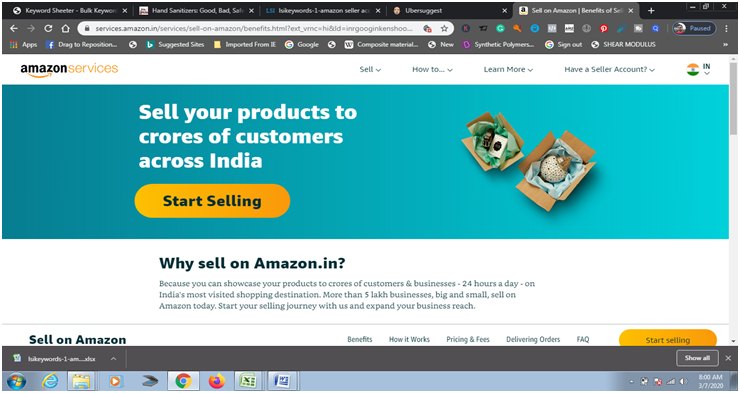 amazon seller registration page